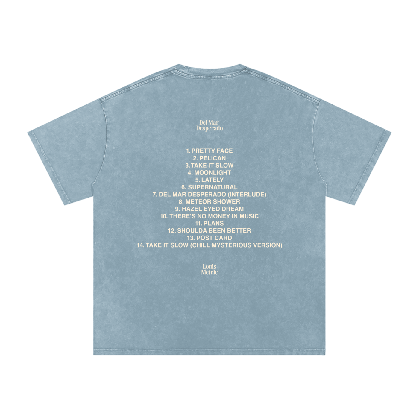 Louis metric,Del Mar desperado,boxy fit,box tee,garment dyed