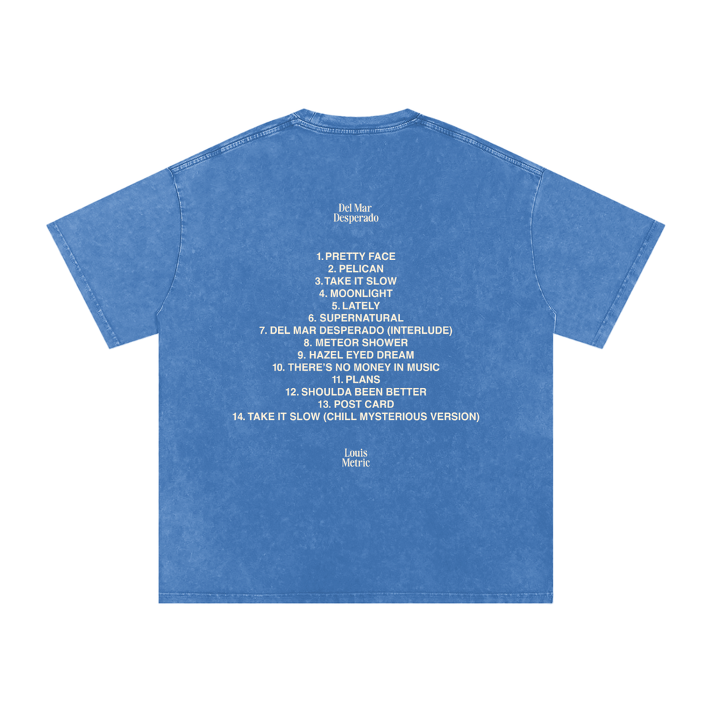 Louis metric,Del Mar desperado,boxy fit,box tee,garment dyed